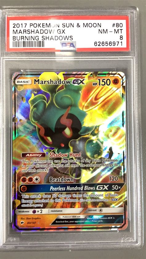 2017 Pokemon Sun And Moon Burning Shadows 80 Marshadow Gx Psa 8 Gamestop