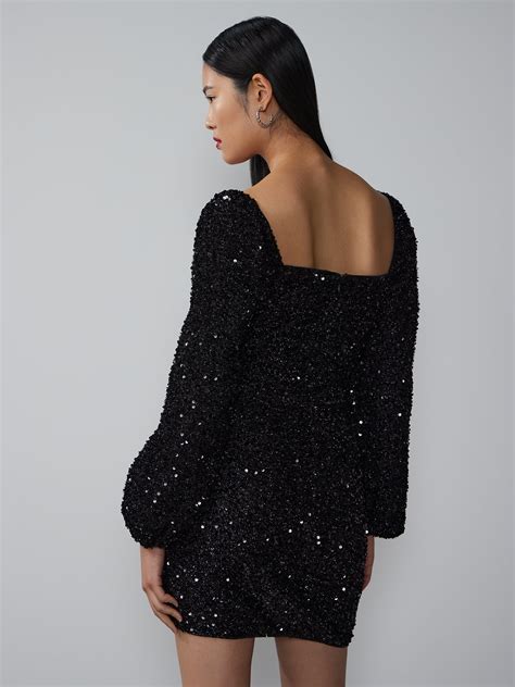 Square Neck Sequin Tinsel Shift Dress New York And Company