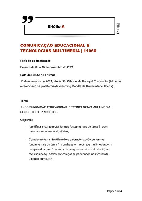 Cetm Enunciado Efolio A Para Realizar Comunica O Educacional E