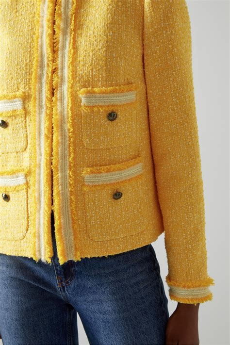 Buy Lk Bennett Yellow Charlee Recycled Cotton Blend Tweed Jacket From