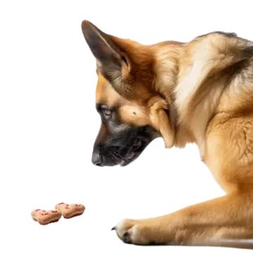 Un Curioso Perro Pastor Alemán Inspeccionando Galletas En Forma De