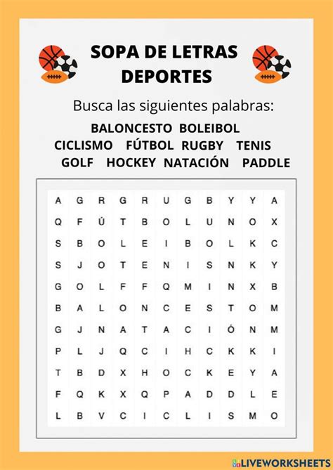 Sopa De Letras Sobre Deportes Worksheet In 2024