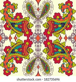 Textile Motif Border Digital Flower Boti Stock Illustration