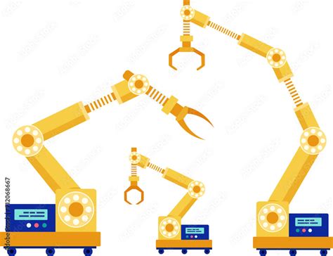 Robotic Arms With Various End Effectors On White Background Industrial