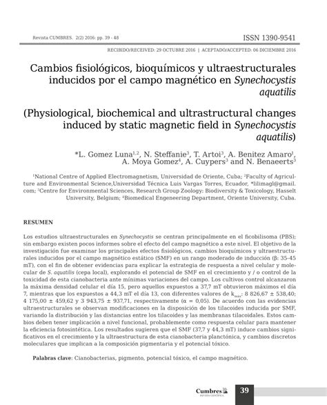 Pdf Cambios Fisiol Gicos Bioqu Micos Y Ultraestructurales Inducidos