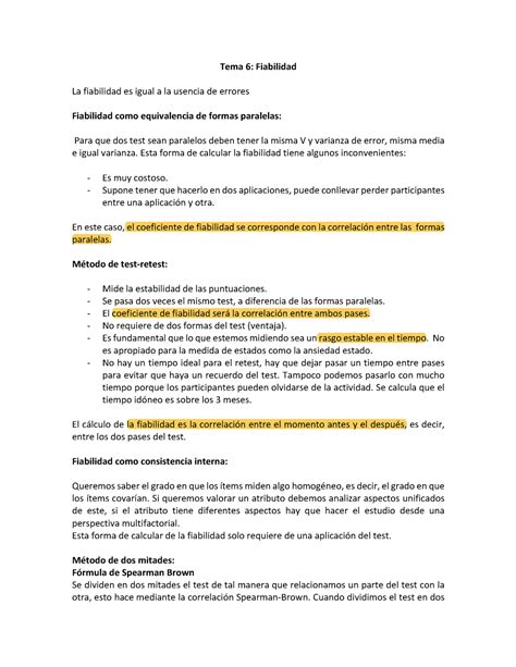 Tema 6 Psicometría Tema 6 Fiabilidad La fiabilidad es igual a la