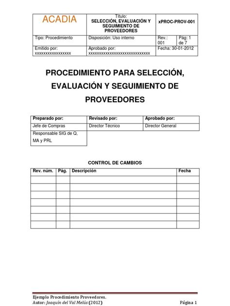 A Document With The Words Procedimento Para Seleccion Evalucion