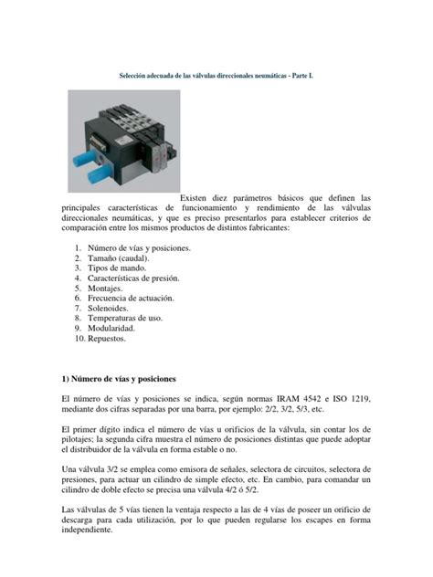 Selección Adecuada De Las Válvulas Direccionales Neumáticas Pdf Neumática Presión