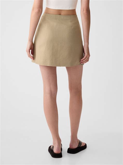 Linen Cotton Wrap Mini Skirt Gap