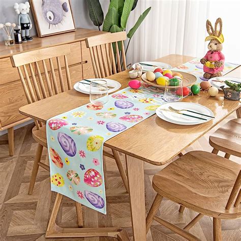 925 StoreLARMOY Easter Long Colorful Runner Table Inches Flower Eggs