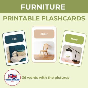 Furniture Vocabulary Flashcards With Pictures For ESL Speech TPT