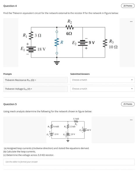 Solved Question Points Find The Th Venin Equivalent Chegg