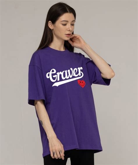 MUSINSA GRAVER UNISEX BASEBALL LOGO HEART SMILE SHORT SLEEVE T