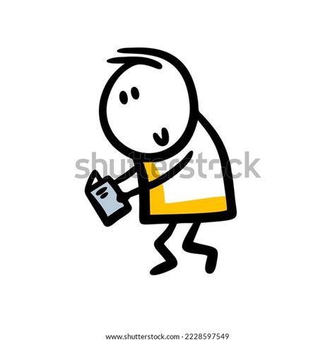 Funny Stickman Character Holding Book Reading Stock Vector Royalty Free 2228597549 Shutterstock