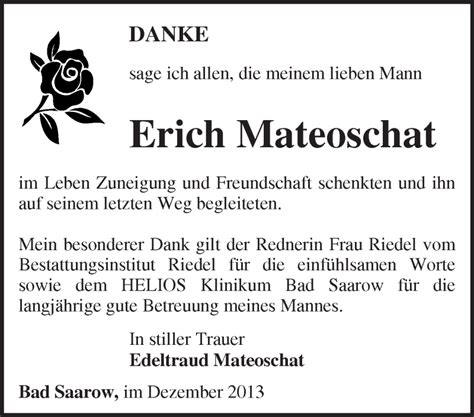 Traueranzeigen Von Erich Mateoschat M Rkische Onlinezeitung Trauerportal