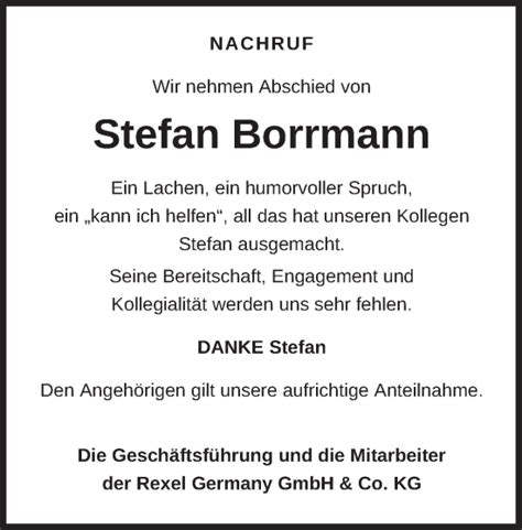 Traueranzeigen Von Stefan Borrmann Trauer Merkur De