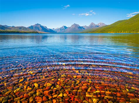 Lake Mcdonald Colorful Rainbow Rocks Glacier National Park Montana Mt