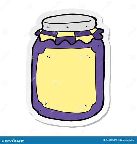 Sticker Of A Cartoon Jar Of Jam Stock Vector Illustration Of Funny