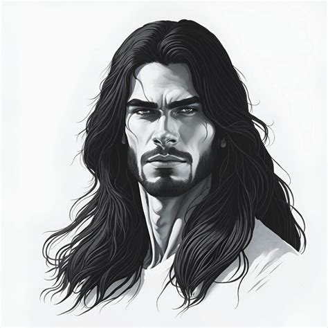 Premium Vector Portrait Of Men With Long Hair Flat Art Vecto