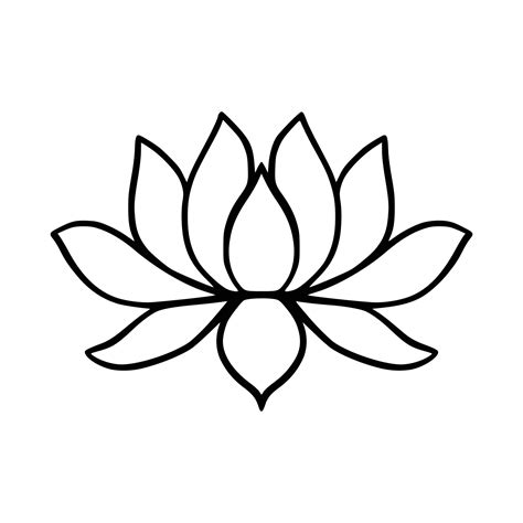 Simple lotus flower line drawing outline isolated in white background ...