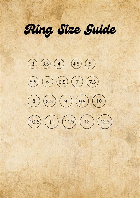 Ring Size Chart Printable Ring Sizer Ring Size Guide Printable Ring