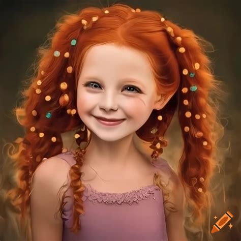 Colorful Illustration Of Cute Ginger Haired Girls With Unique Outfits