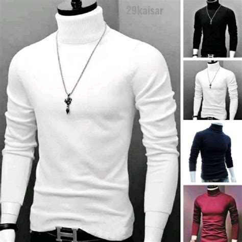 Jual Bisa Cod Kaos Turtleneck Pria Lengan Panjang Turtle Neck Korean