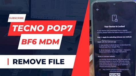 Tecno Pop 7 Bf6 MDM Remove File Free Without Password BF6 MDM Remove