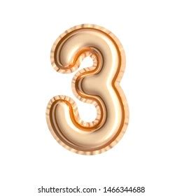 Gold Balloon Number Three Airfoil Filled Stock Illustration 2251237455