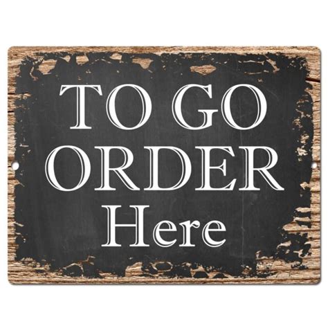 Pp1600 To Go Order Here Plate Rustic Chic Sign Restaurant Store Shop