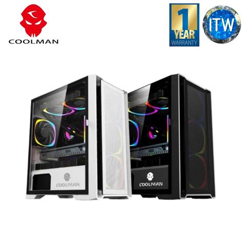 ITW Coolman Ruby PC Cases With 3 Colour Fans In Black And White