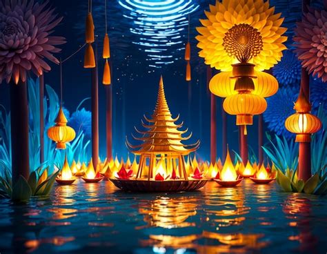 Premium AI Image | colorful loy krathong festival in thailand