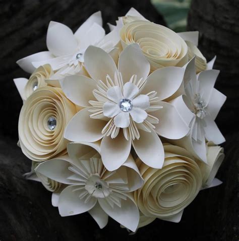 Origami And Spiral Bouquet Paper Bridal Bouquet Paper Etsy Paper Flowers Wedding Bouquet