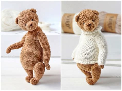 Teddy Bear Crochet Pattern Amigurumi Bear With A Sweater Etsy