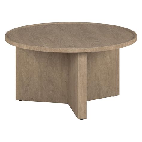 Meyer Cross Gunnar In Antiqued Gray Oak Round Mdf Top Coffee Table