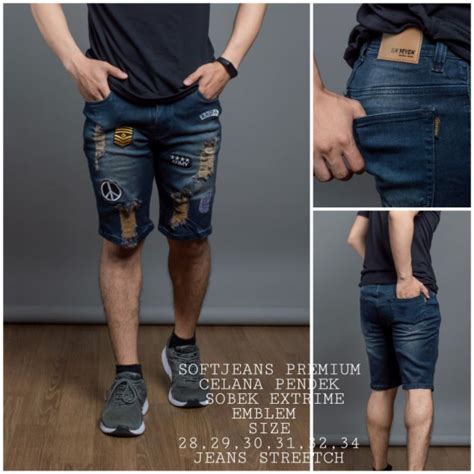 Jual Softjeans Sobek Emblem Premium Celana Pendek Soft Jeans Sobek