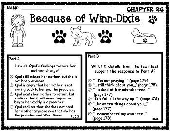 Because Of Winn Dixie Ebsr Comprehension Questions Chapters