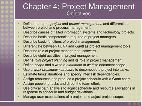 Ppt Chapter Project Management Objectives Powerpoint Presentation