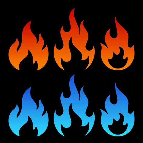 Fire and flame design vector. blue fire and red flame burning vector ...