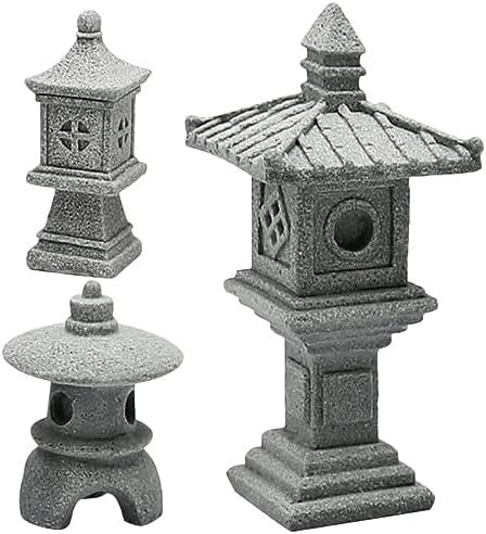 Kisangel Pcs Mini Pagoda Statue Miniature Japanese Lantern Pagoda