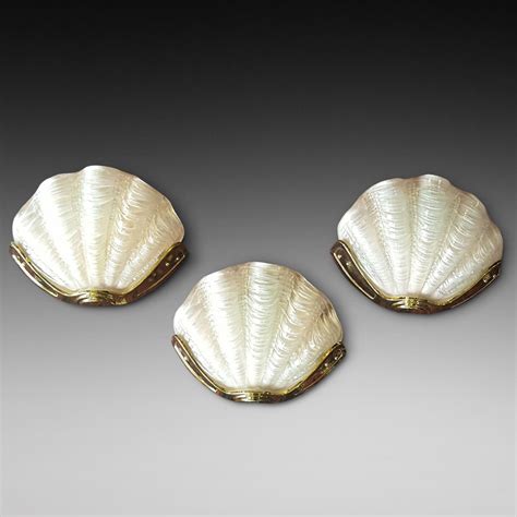 Trio Of Art Deco Clam Shell Wall Lights Church Street Antiques