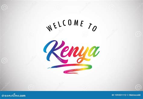 Kenya Welcome To Word Text With Handwritten Font And Red Hearts Square