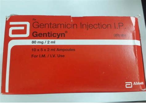 Genticyn Gentamicin Injection Ip 80 Mg2ml Riya Medicals Id