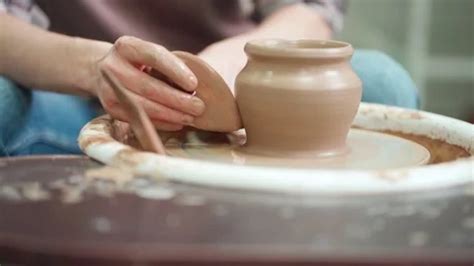 Female Potter Working With Clay On A Pot Stock Video Pond5