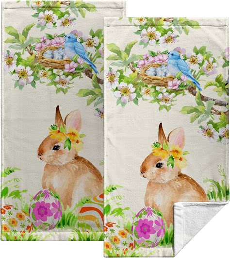 Amazon Kwlegh Easter Rabbit Eggs Hand Towels Bohemian Tropical