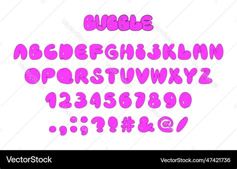 Bubble alphabet graffiti font with outline Vector Image