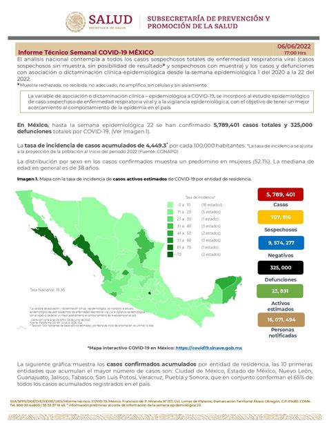 Comunicado T Cnico Semanal Covid Secretar A De Salud Gobierno