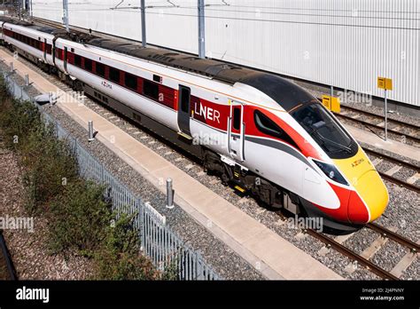 DONCASTER UK APRIL 15 2022 An Aerial View Of A Hitachi Azuma Class