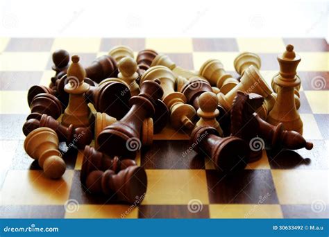 Wooden Chess Pieces And Board Stock Photo Image Of Surface Game