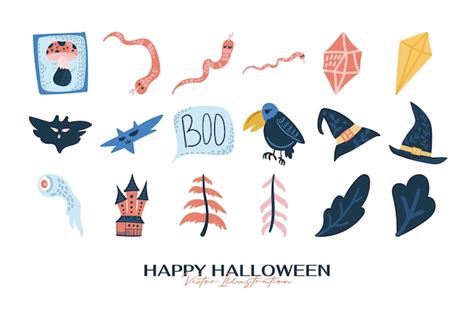 Premium Vector Hand Drawn Halloween Elements Collections